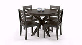 MoonWooden Sheesham Teak Wood Round Dining Table 4 Seater with Chairs Sets | Round Dining Table 4 Seater Wooden | Dining Table 4 Seater Set | Dining Room Sets Furniture | Wood Black